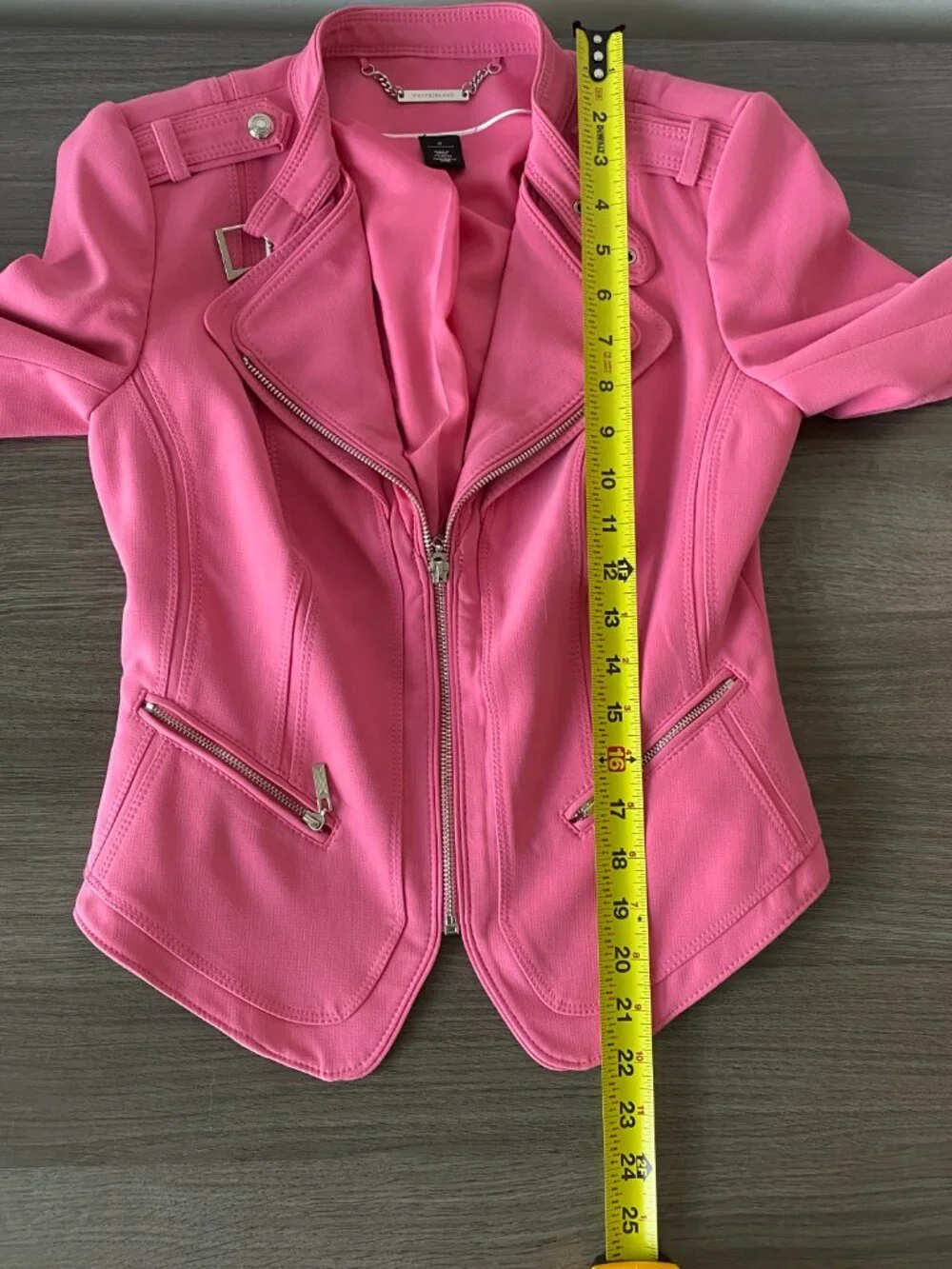 White House Black Market Pink Moto Jacket | Size 0 | Chic Fitted Blazer - Picture 10 of 12